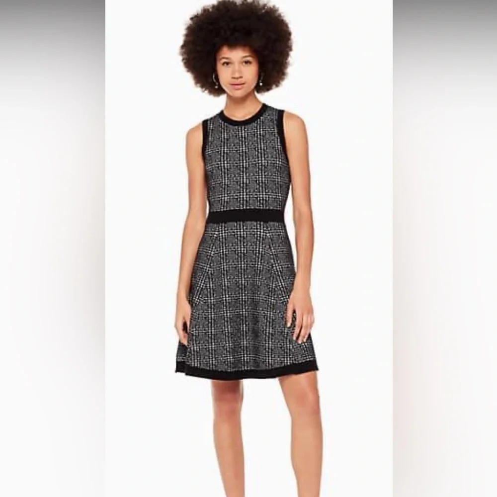 Kate Spade Black and White Textured sweater Dress